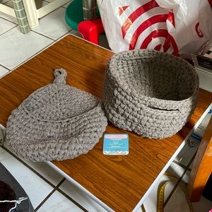 Chunky Crocheted baskets, Dark Grey , Handmade by me.